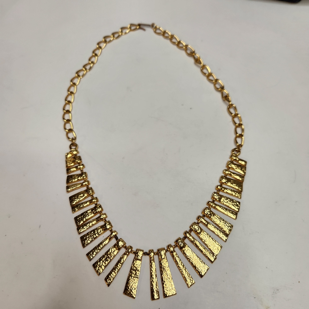 Vintage Ultra Craft Egyptian Revival Gold Plated Collar Necklace Costume 70s